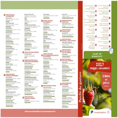 I menu del parco 2017