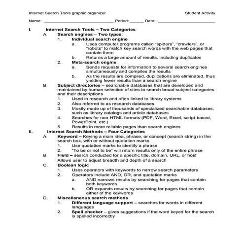 1 01 Notes Internet Search Tools T