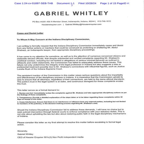 Gabe's  Federal Lawsuit Against the State of Indiana