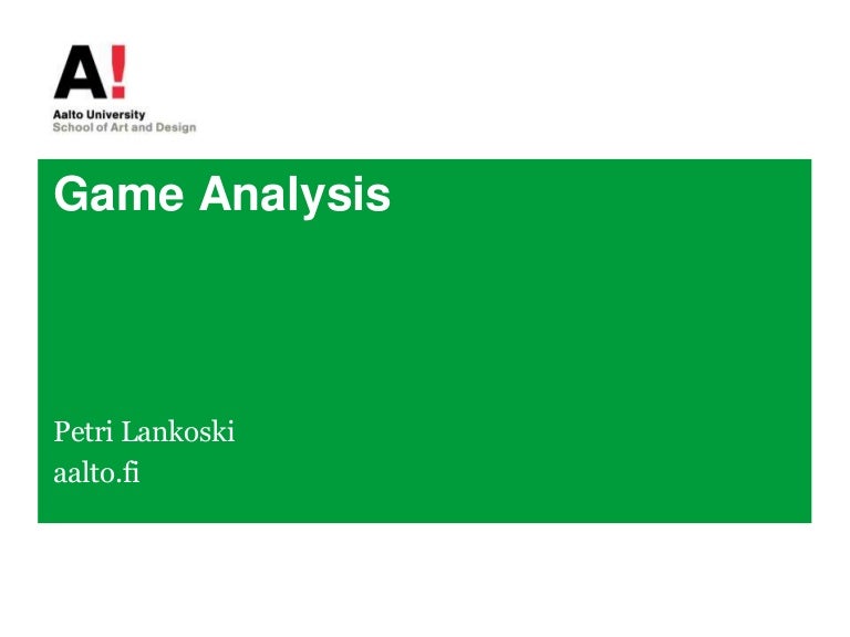 Game Analysis, lecture 1