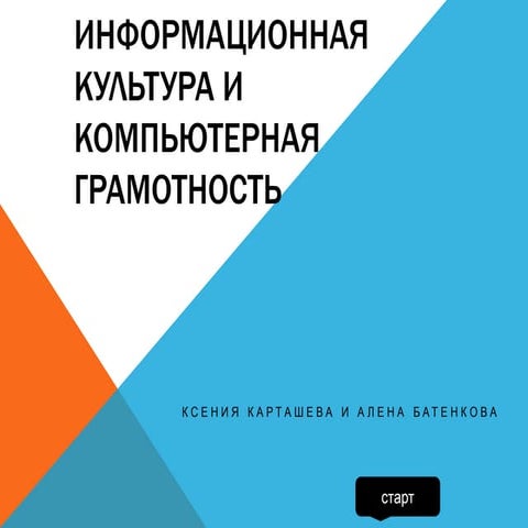Информационная культура и компьютерная грамотность