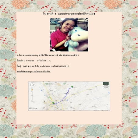 ใบงานที่ 1 แบบสำรวจและประวัติตนเอง