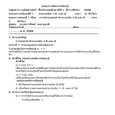 แผนคณิตบทที่1