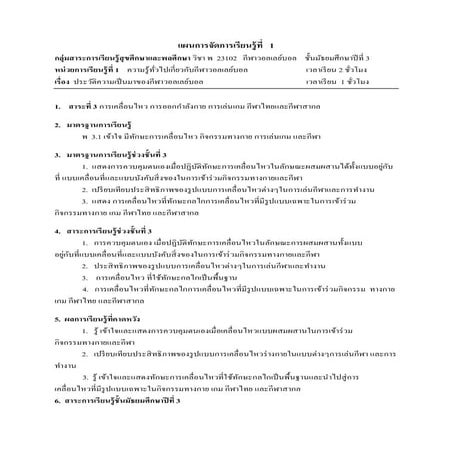 แผนการจัดการเรียนรู้ที่   1 วอลเลย์บอล 