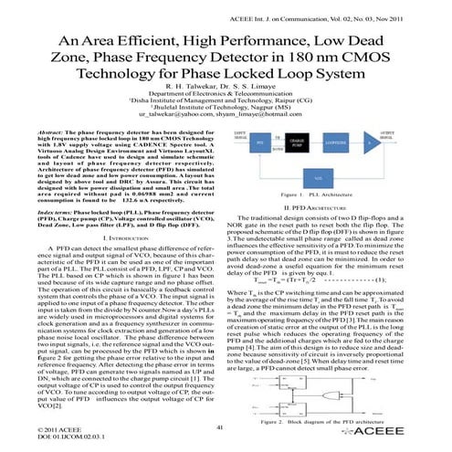 An Area Efficient, High Performance, Low Dead Zone, Phase Frequency Detector in 180 nm CMOS ...