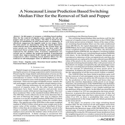A Noncausal Linear Prediction Based Switching Median Filter for the Removal o...