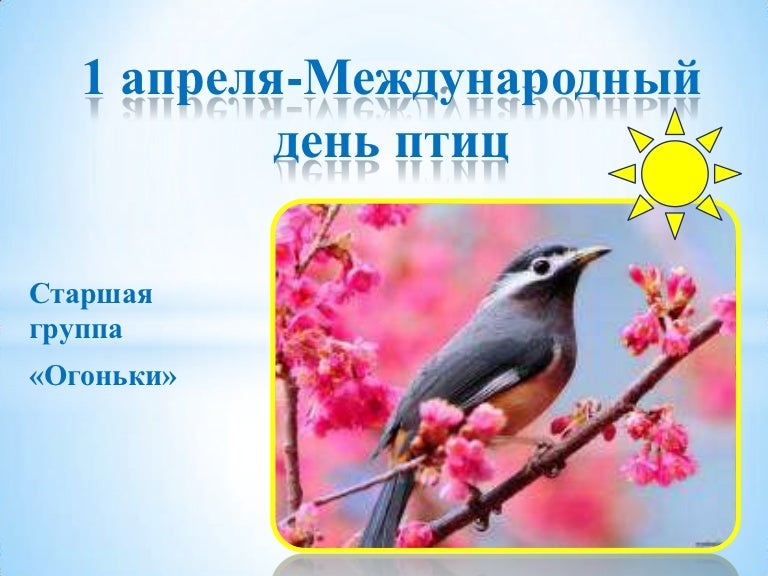 1 апреля международный день птиц. бесштанова т. в.