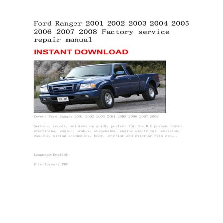 Ford Ranger 2001 2002 2003 2004 2005 2006 2007 2008 manual