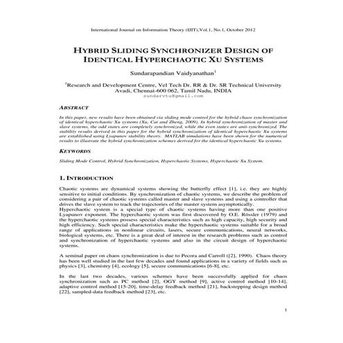 HYBRID SLIDING SYNCHRONIZER DESIGN OF  IDENTICAL HYPERCHAOTIC XU SYSTEMS 