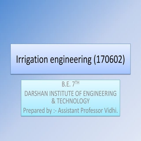 Irrigation Engineering
