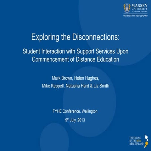 Exploring the Disconnections:  Student Interaction with Support Services Upon...