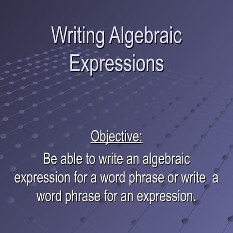 1.1 writing algebraic expressions lesson