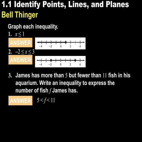 1.1 identify points, lines, and planes
