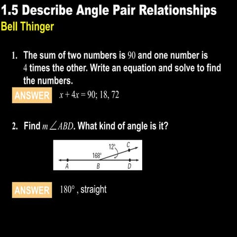 1.5 describe angle pair relationships