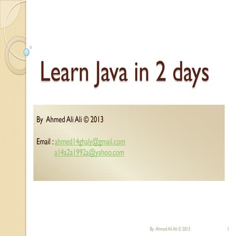 Learn Java in 2 days | PPT