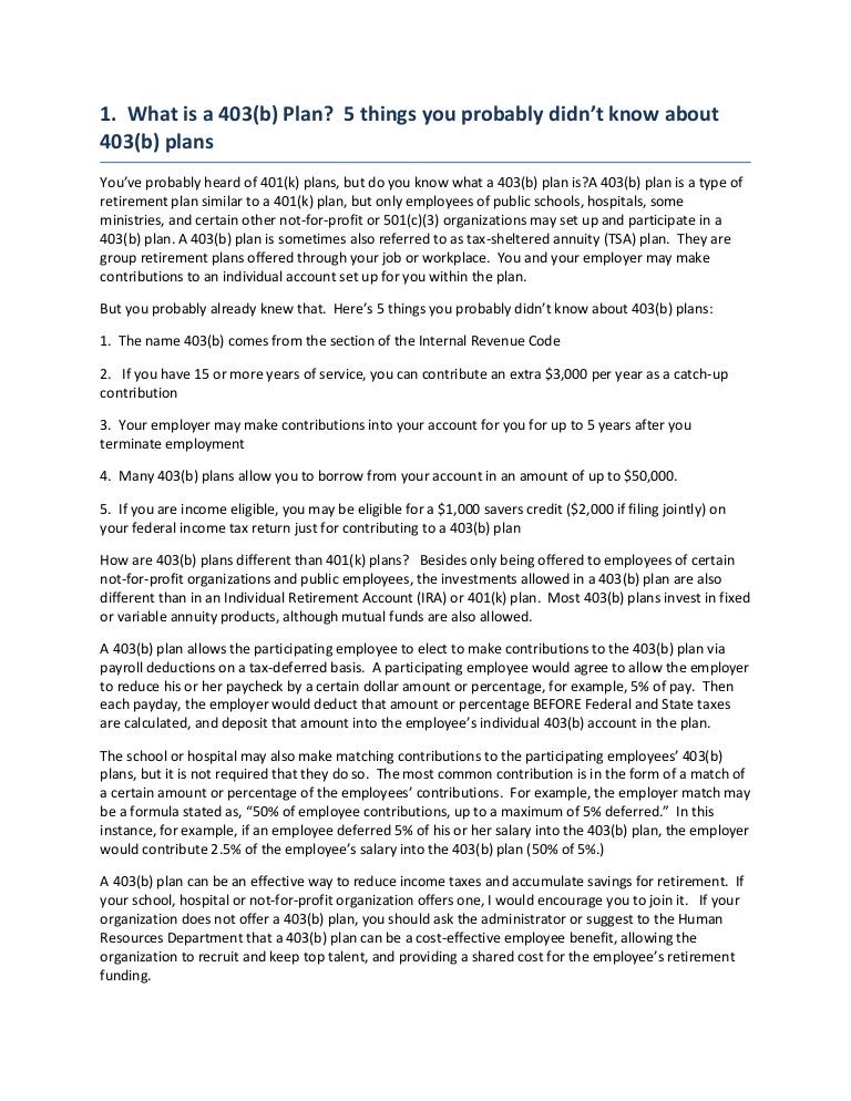 What Is A 403 B Plan