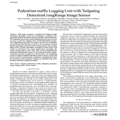 Pedestrian-traffic Logging Unit with Tailgating DetectionUsingRange Image Sensor
