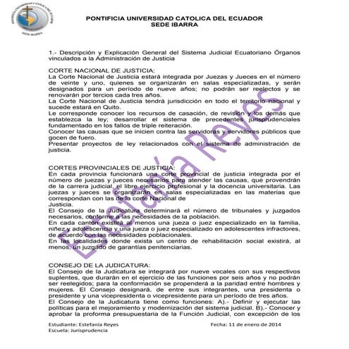 1.  descripción y explicación general del sistema judicial ecuatoriano órgano...
