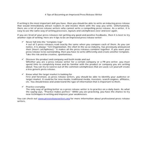 Writing Good Press Release | PPT