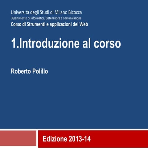 1. Introduzione al corso