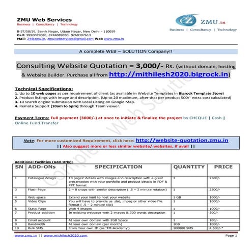 static website quotation | PDF