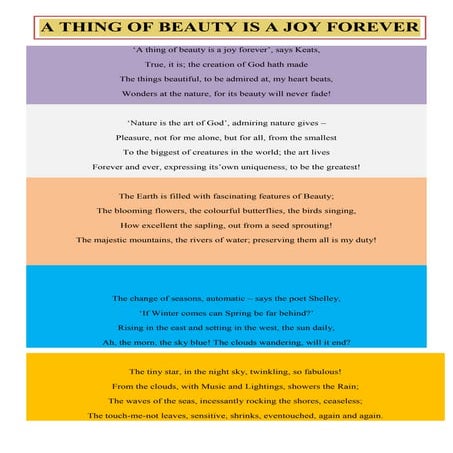 A thing of beauty is a joy forever