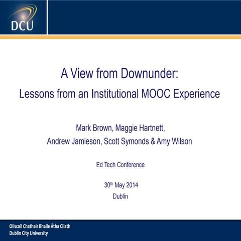 A View from Downunder: Lessons from an Institutional MOOC Experience