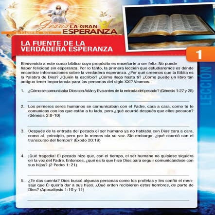 1.- LA FUENTE DE LA VERDADERA ESPERANZA - CURSO BIBLICO JESUS, LA GRAN ...