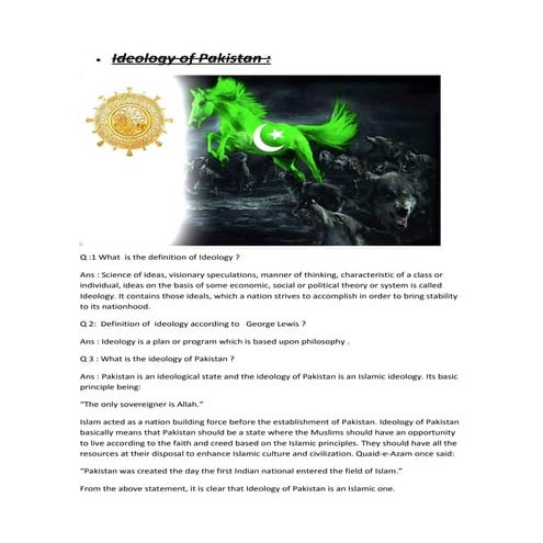pak studies chapter no1 ( short answer ) ideology of pakstan