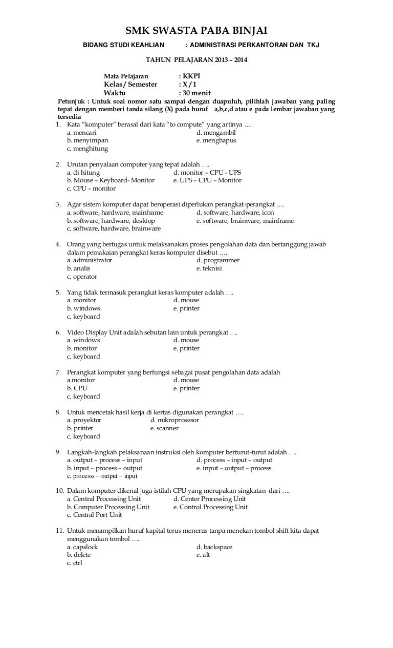 Kisikisi Soal Kkpi Kelas Xii Smk ID Aplikasi