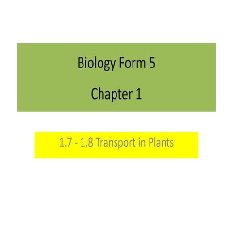 Biology Form 5 Chapter 1 : 1.7- 1.8 transport in plants