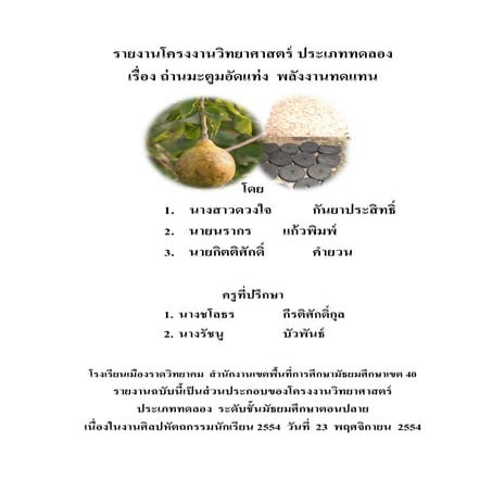 โครงงานวิทยาศาสตร์ ถ่านอัดแท่งสมุนไพร1