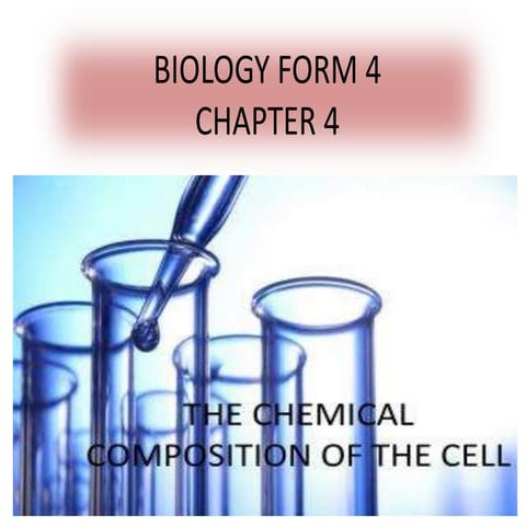 BIOLOGY FORM 4 CHAPTER 4 - CHEMICAL COMPOSITION OF THE CELL PART 1