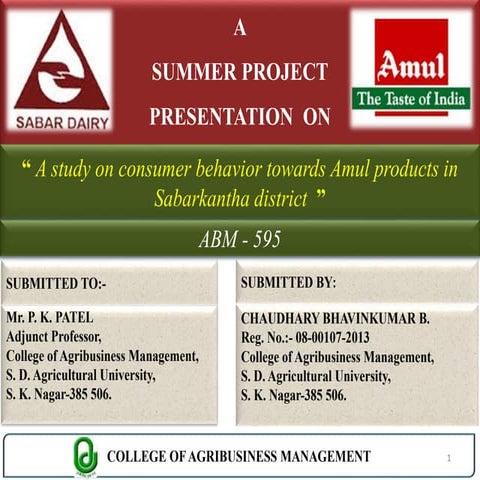 Consumer Behavior towards Amul Products