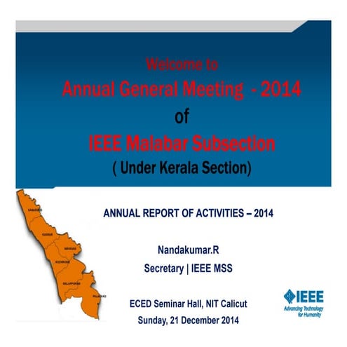 Annual report of activities of IEEE Malabar subsection 2014