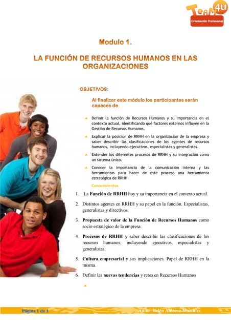 Módulo 1 - La función de los Recursos Humanos en las organizaciones por Belén Aldecoa