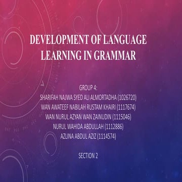 Development of Language Learning In Grammar