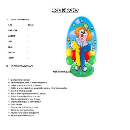 sesion de clases de inicial