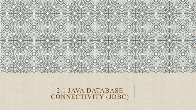 1. java database connectivity (jdbc)