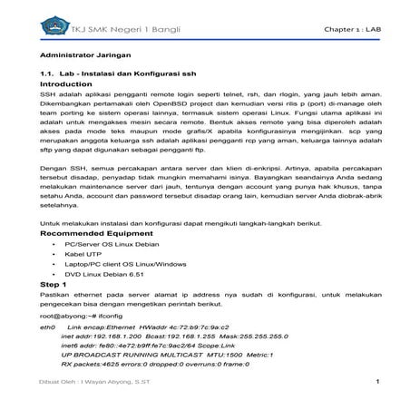 1.1 lab-instalasi dan konfigurasi ssh