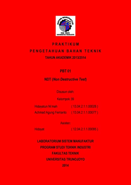 Laporan Resmi NDT ( Non Destructive Test ) | DOC