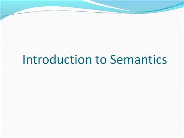 Introduction to semantics | PPT