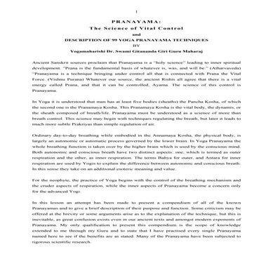 Pranayama full details as brief