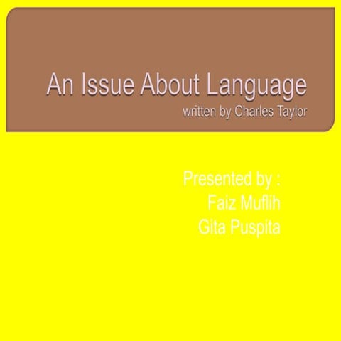 Chapter 1 : An Issue About Language
