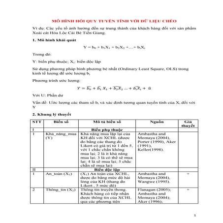 MÔ HÌNH HỒI QUY TUYẾN TÍNH VỚI DỮ LIỆU CHÉO