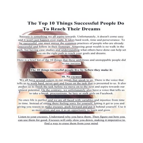 The Top 10 Things Successful People Do To Reach Their Dreams
