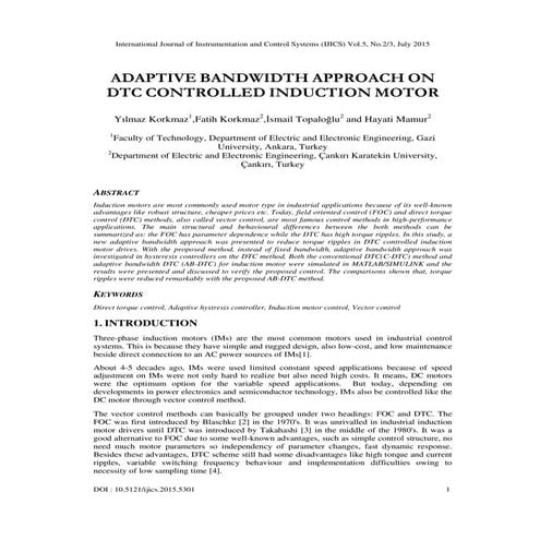 ADAPTIVE BANDWIDTH APPROACH ON DTC CONTROLLED INDUCTION MOTOR