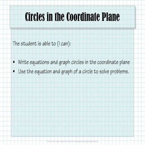 1.1.3 Circle Equations