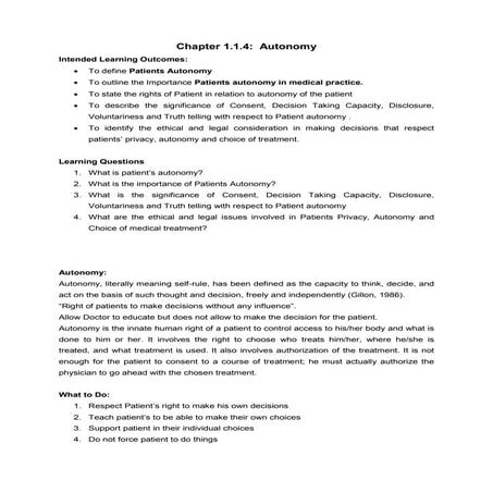 Autonomy | PDF