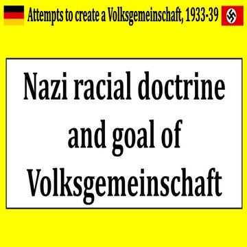 nazi racial doctrine and goal of volksgemeinschaft